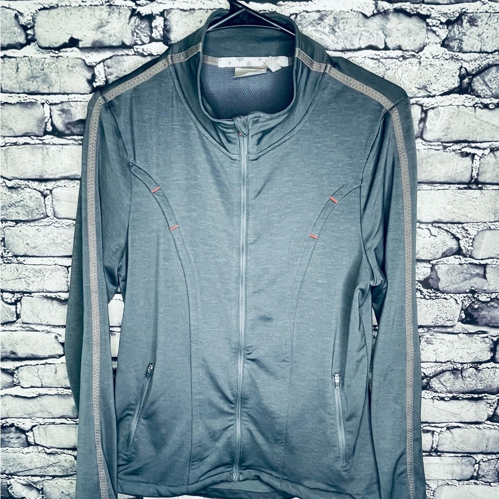 ATHLETA Full Zip Up Mock Neck Gray Activewear Track Jacket Women's Size M